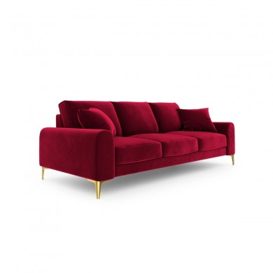 Canapé velours Larnite Rouge Pieds Métal Doré 3 Places BOUTICA DESIGN MIC_3S_51_B1_LARNITE2