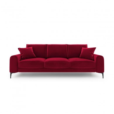 Canapé velours Larnite Rouge Pieds Métal Chromé Noir 3 Places BOUTICA DESIGN MIC_3S_51_B2_LARNITE2