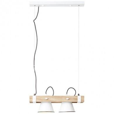 Suspension Scandinave Blanche PLOW 2x10W E27 - Bois BRI_82172_05 82172/05 Suspension Scandinave Blanche PLOW 2x10W E27 - Bois BRILLIANT 82172/05