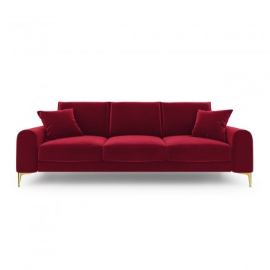 Canapé velours Larnite Rouge Pieds Métal Doré 4 Places BOUTICA DESIGN MIC_4S_51_B1_LARNITE2