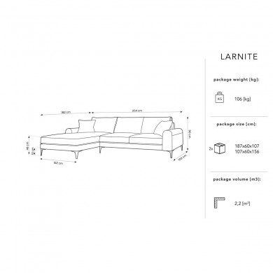 Canapé d'angle gauche Larnite Rouge Pieds Métal Doré BOUTICA DESIGN MIC_LC_51_B1_LARNITE2