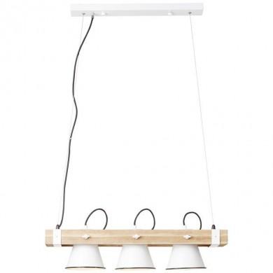 Suspension Scandinave Bois PLOW 3x10W E27 Blanche BRILLIANT 82173/05