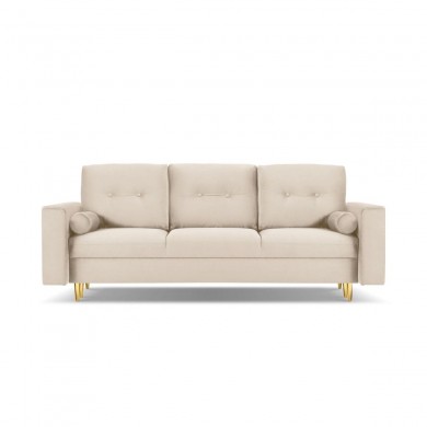 Canapé convertible avec coffre Leona Beige Pieds Métal Doré 3 Places BOUTICA DESIGN MIC_3S_2_A1_LEONA1