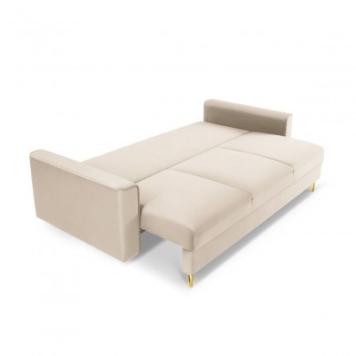 Canapé convertible avec coffre Leona Beige Pieds Métal Doré 3 Places BOUTICA DESIGN MIC_3S_2_A1_LEONA1