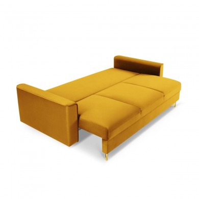 Canapé convertible avec coffre Leona Jaune Pieds Métal Doré 3 Places BOUTICA DESIGN MIC_3S_2_A1_LEONA2