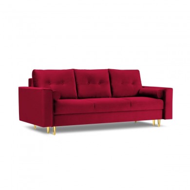 Canapé convertible avec coffre Leona Rouge Pieds Métal Doré 3 Places BOUTICA DESIGN MIC_3S_2_A1_LEONA3