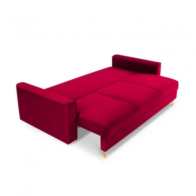 Canapé convertible avec coffre Leona Rouge Pieds Métal Doré 3 Places BOUTICA DESIGN MIC_3S_2_A1_LEONA3