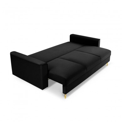 Canapé convertible avec coffre Leona Noir Pieds Métal Doré 3 Places BOUTICA DESIGN MIC_3S_2_A1_LEONA12