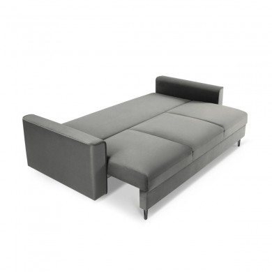 Canapé convertible avec coffre Leona Gris Clair Pieds Métal Chromé Noir 3 Places BOUTICA DESIGN MIC_3S_2_A3_LEONA10