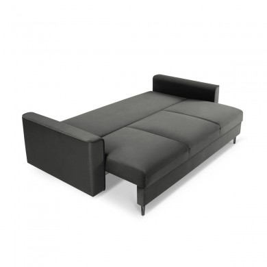 Canapé convertible avec coffre Leona Gris Foncé Pieds Métal Chromé Noir 3 Places BOUTICA DESIGN MIC_3S_2_A3_LEONA11