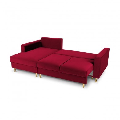 Canapé d'angle gauche convertible avec coffre Leona Rouge Pieds Métal Doré BOUTICA DESIGN MIC_LC_2_A1_LEONA3