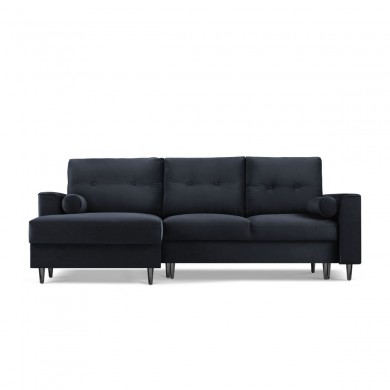 Canapé d'angle gauche convertible avec coffre Leona Bleu Foncé Pieds Métal Chromé Noir BOUTICA DESIGN MIC_LC_2_A3_LEONA7