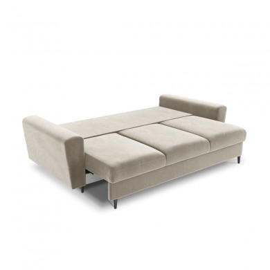 Canapé convertible avec coffre Moghan Beige Pieds Métal Chromé Noir 3 Places BOUTICA DESIGN MIC_3SF_2_A3_MOGHAN1