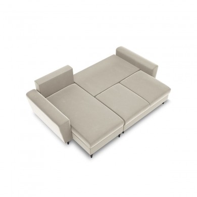 Canapé convertible avec coffre Moghan Beige Pieds Métal Chromé Noir 4 Places BOUTICA DESIGN MIC_COR_2_A3_MOGHAN1