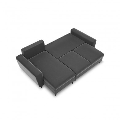 Canapé convertible avec coffre Moghan Gris Clair Pieds Métal Chromé Noir 4 Places BOUTICA DESIGN MIC_COR_2_A3_MOGHAN8