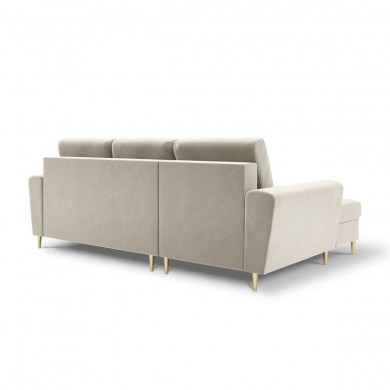 Canapé d'angle gauche convertible avec coffre Moghan Beige Pieds Métal Doré 4 Places BOUTICA DESIGN MIC_LCF_2_A1_MOGHAN1