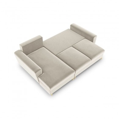 Canapé d'angle gauche convertible avec coffre Moghan Beige Pieds Métal Doré 4 Places BOUTICA DESIGN MIC_LCF_2_A1_MOGHAN1