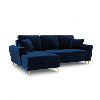 Canapé d'angle gauche convertible avec coffre Moghan Bleu Roi Pieds Métal Doré 4 Places BOUTICA DESIGN MIC_LCF_2_A1_MOGHAN4