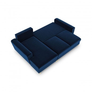 Canapé d'angle gauche convertible avec coffre Moghan Bleu Roi Pieds Métal Doré 4 Places BOUTICA DESIGN MIC_LCF_2_A1_MOGHAN4