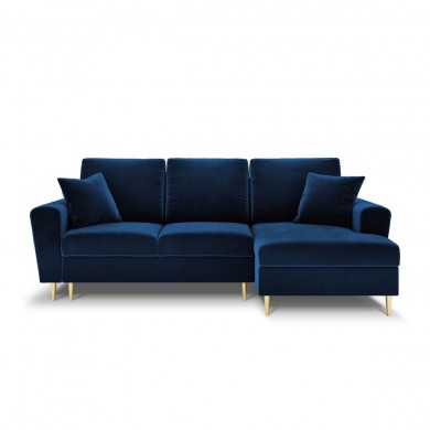 Canapé d'angle droit convertible avec coffre Moghan Bleu Roi Pieds Métal Doré 4 Places BOUTICA DESIGN MIC_RCF_2_A1_MOGHAN4