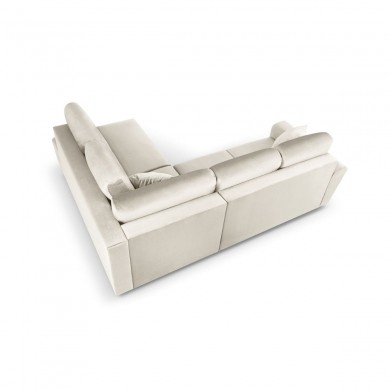 Canapé d'angle droit convertible avec coffre Moghan Beige Pieds Métal Doré 5 Places BOUTICA DESIGN MIC_RCF_L_2_A1_MOGHAN1