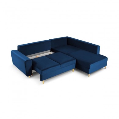 Canapé d'angle droit convertible avec coffre Moghan Bleu Roi Pieds Métal Doré 5 Places BOUTICA DESIGN MIC_RCF_L_2_A1_MOGHAN4