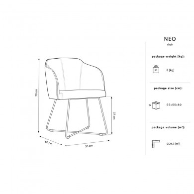 Chaise velours Neo Gris Clair BOUTICA DESIGN MIC_CH_F2_2_NEO1