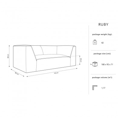 Canapé velours côtelé Ruby Vert 2 Places BOUTICA DESIGN MIC_2S_100_F1_RUBY2