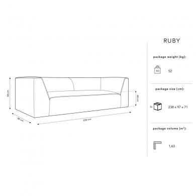 Canapé tissu Ruby Jaune 3 Places BOUTICA DESIGN MIC_3S_137_F1_RUBY1