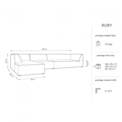 Canapé d'angle gauche velours Ruby Jaune 5 Places BOUTICA DESIGN MIC_LC_L_44_F1_RUBY4