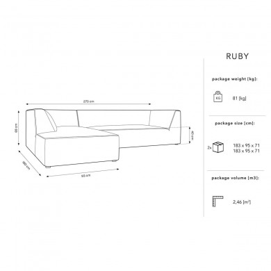 Canapé d'angle gauche velours côtelé Ruby Jaune BOUTICA DESIGN MIC_LC_M_100_F1_RUBY3