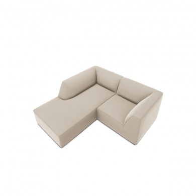 Canapé d'angle gauche velours Ruby Beige 3 Places BOUTICA DESIGN MIC_LC_S_44_F1_RUBY1