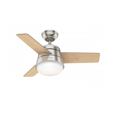 Ventilateur Plafond Finley 91cm Chrome Noyer Bois Naturel HUNTER 50643