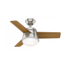 Ventilateur Plafond Finley 91cm Chrome Noyer Bois Naturel HUNTER 50643