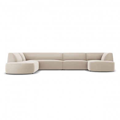 Canapé arrondi d'angle panoramique gauche velours Ruby Beige 6 Places BOUTICA DESIGN MIC_RUL_44_F1_RUBY1