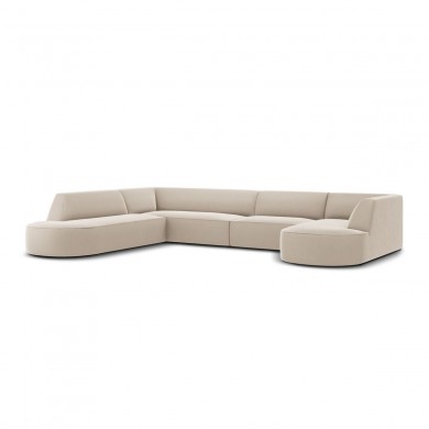 Canapé arrondi d'angle panoramique gauche velours Ruby Beige 6 Places BOUTICA DESIGN MIC_RUL_44_F1_RUBY1