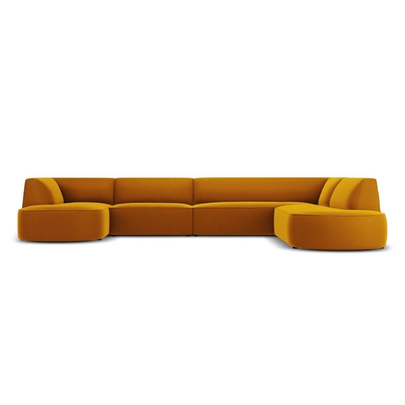 Canapé arrondi d'angle panoramique droit velours Ruby Jaune 6 Places BOUTICA DESIGN MIC_RUR_44_F1_RUBY4