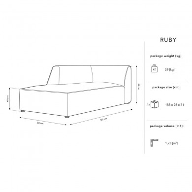 Canapé Méridienne gauche Ruby Jaune Tissu BOUTICA DESIGN MIC_CHL_137_F1_RUBY1