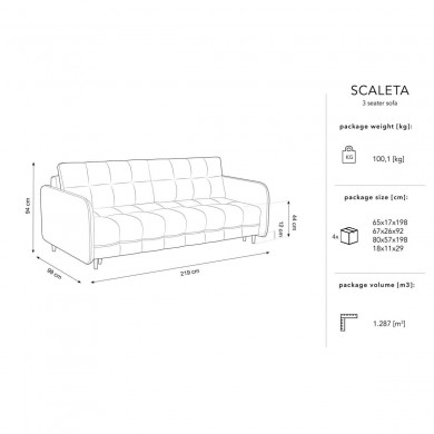 Canapé convertible velours Scaleta Bleu Clair Pieds Métal Doré BOUTICA DESIGN MIC_3SF_51_A1_SCALETA6