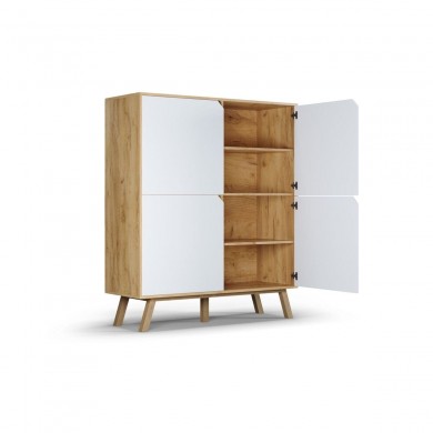 Commode Togo Blanc Chêne Doré 140x42x120 BOUTICA DESIGN MIC_COM_120x140_F1_TOGO1