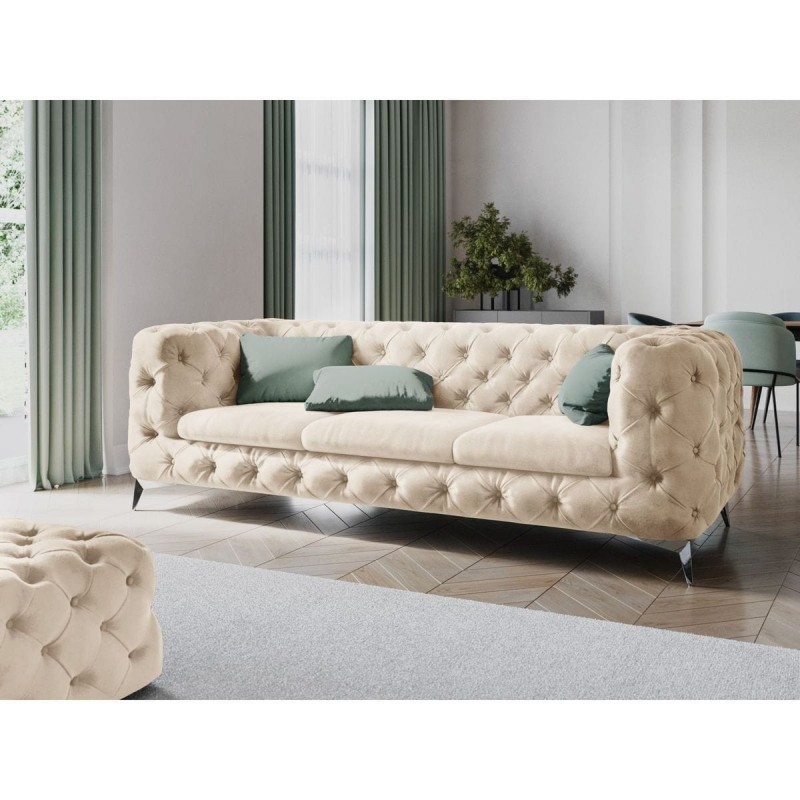 Canapé velours Violane Beige Clair 3 Places BOUTICA DESIGN MIC_3S_103_F1_VIOLANE1