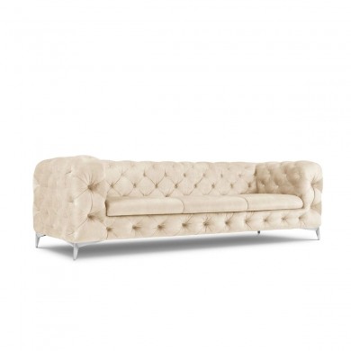 Canapé velours Violane Beige Clair 3 Places BOUTICA DESIGN MIC_3S_103_F1_VIOLANE1