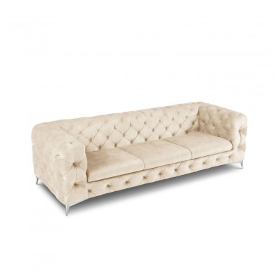 Canapé velours Violane Beige Clair 3 Places BOUTICA DESIGN MIC_3S_103_F1_VIOLANE1