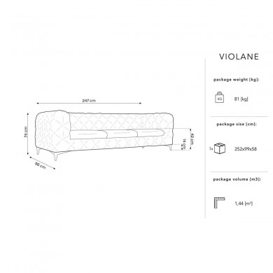 Canapé velours Violane Jaune 3 Places BOUTICA DESIGN MIC_3S_103_F1_VIOLANE3