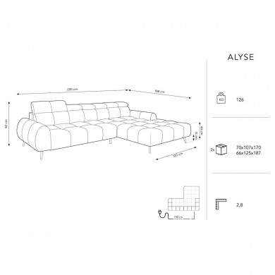Canapé d'angle droit électrique velours Alyse Beige Clair BOUTICA DESIGN MIC_RC_51_F1_ALYSE1