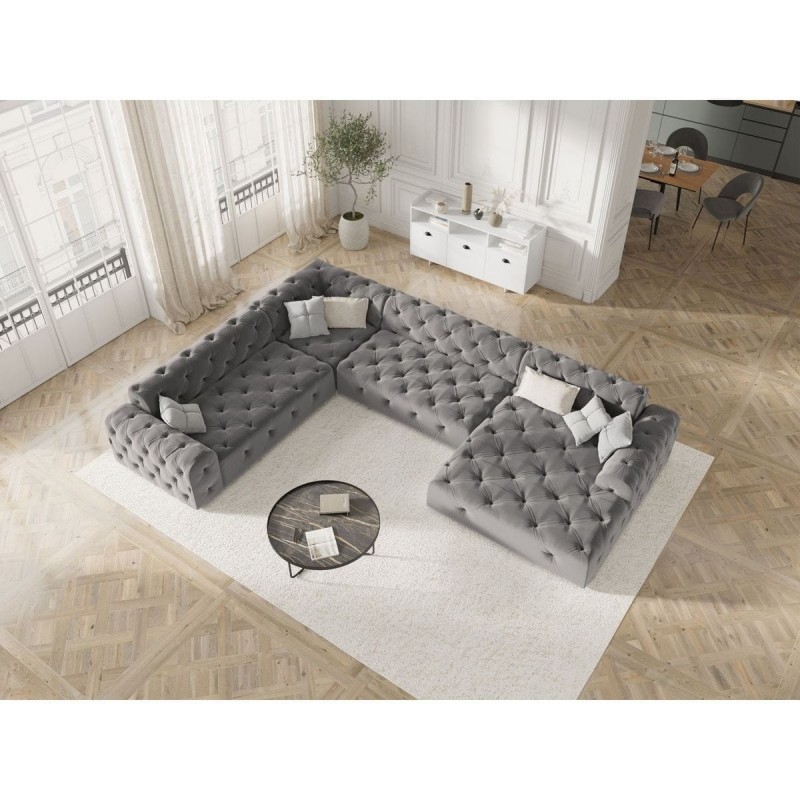 Canapé d'angle panoramique gauche velours Candice Gris Clair BOUTICA DESIGN MIC_UL_L_131_F1_CANDICE6