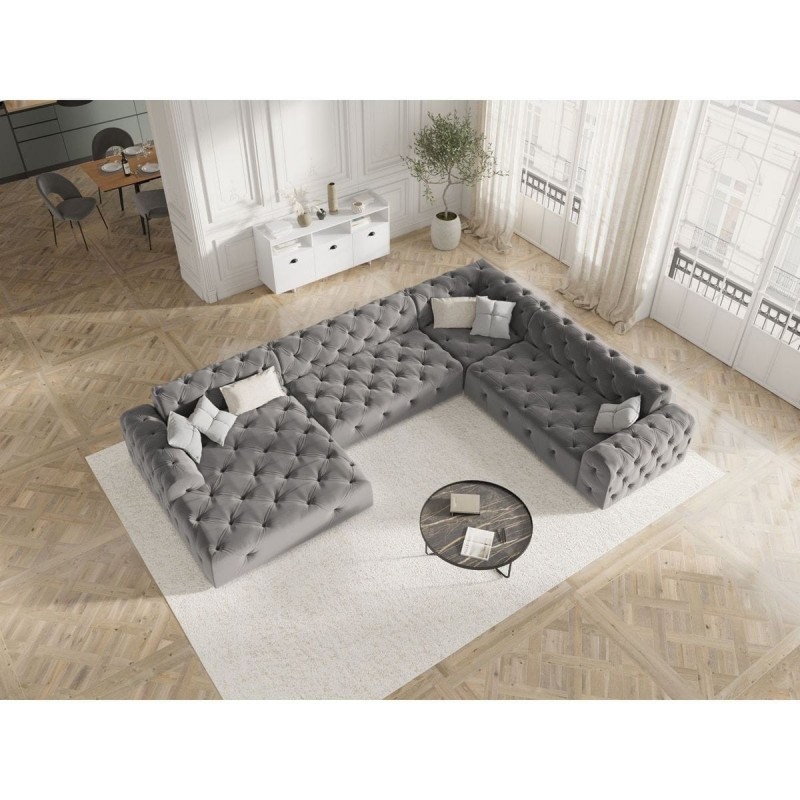 Canapé d'angle panoramique droit velours Candice Gris Clair BOUTICA DESIGN MIC_UR_L_131_F1_CANDICE6