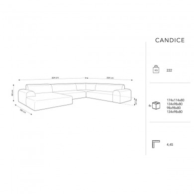 Canapé d'angle panoramique droit velours Candice Gris Clair BOUTICA DESIGN MIC_UR_L_131_F1_CANDICE6