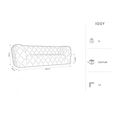 Canapé velours Iggy Vert Bouteille 3 Places BOUTICA DESIGN MIC_3S_51_F1_IGGY2