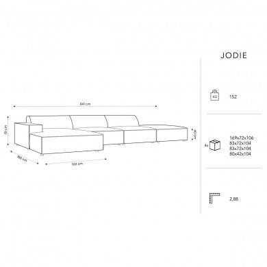 Canapé d'angle gauche velours Jodie Beige Clair 5 Places BOUTICA DESIGN MIC_LCO_51_F1_JODIE1